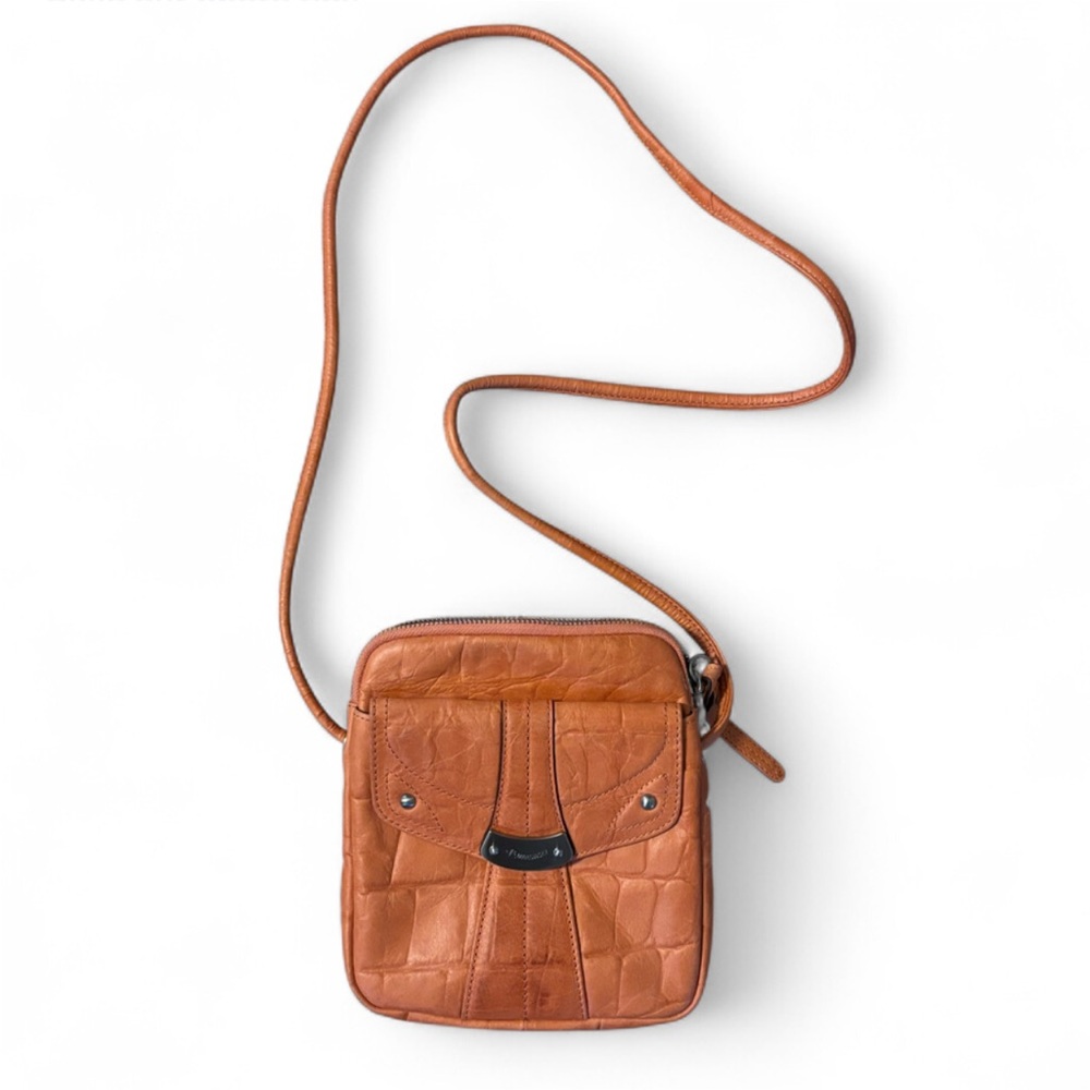 Stylish Orange Leather Crossbody Bag